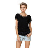 Fashion Sexy Cotton/Polyester Plain T-Shirt for Women (W015)