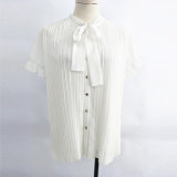 Summer Women Clothes Wholesale Fashion Bandage Pleated Lady Blouse & Top
