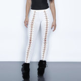 Fashion Women Preppy Style Sexy Slim Hollow Bandage Jeggings Pants