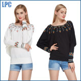 Fashion T Shirt of Printed White Round Neck Long Sleeve