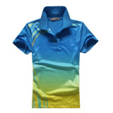 Lady's Full Over Printing Sport Polo Shirt