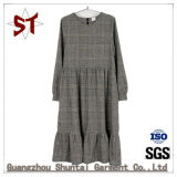 Fleece Long Style Ladies Plaid Dress