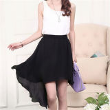 Summer Women Irregular Black Chiffon Dovetail Skirts (14278)