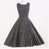 Clothing Manufacture Rockabilly Black Plaid Full Circle Women's Evening Party Dresses