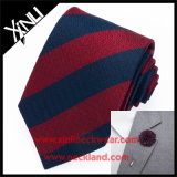 Striped 100% Silk Woven Wholesale Mens Brooches Tie Sets