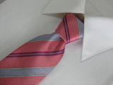 Mwen's High Quality Pink Colour Wide Stripe Design Silk Printed Necktie