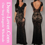 Newest Sexy Black Long Lace Dress