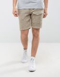 Slim Heavyweight Textured Cargo Shorts in Stone