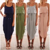 Fashion Women Leisure Casual Irregular off Shoulder Bandage Slip Dress