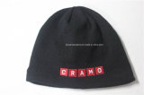 Factory Produce Customized Logo Embroidered Black Warm Knitted Beanie