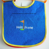 China Factory OEM Produce Custom Design Embroidery Blue Cotton Terry Baby Neck Bib