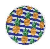 Round Beach Towel with Pineapple Pizza Hamburger Watermelon Designs