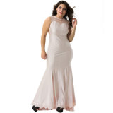 Low MOQ in Stock Plus Size Black Transparent Gauze Evening Dress