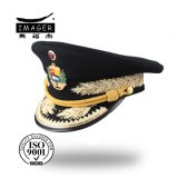 Honorable Customized Navy Senior General Cap with Gold Strap and Embroidery