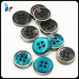 Custom Fancy Metal Margin Small Round Resin Shirt Button