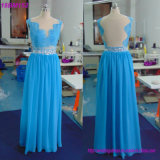 Real Sample Chiffon Custom Long Blue Bridesmaid Dress