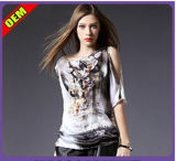 Fashion Sexy Cotton Printed T-Shirt for Women (W276)