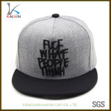 Promotional Grey 3D Embroidery Logo Flat Brim Cheap Snapback Caps