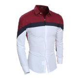 Fashion White Combination Casual Long Sleeve Men's Shirts