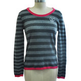 100% Cashmere Striped Pullover Women Knitwear