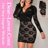 Black Lace Long Sleeves Bodycon Dress