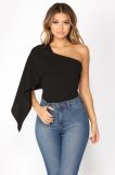 Ladies One Shoulder Strapless Blouse Tops with Short Sleeve Blouse Tops