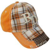 Checked Fabric Dad Hat with Logo Gj1710b