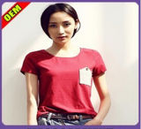 Fashion Sexy Cotton/Polyester Embroidery T-Shirt for Women (W296)