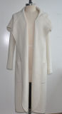 Lamb Cashmere Loose Long Cardigan Knitwear with Pocket