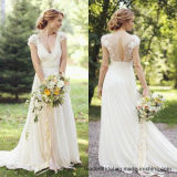 Lace Bridal Gown Cap Sleeves Simple Beach Wedding Dress H17824