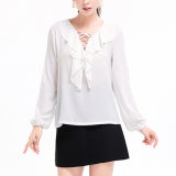 Fashion Women Leisure Casual Chiffon Ruffle Bandage T-Shirt Blouse