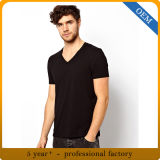 Custom Men's Plain Black V Neck T-Shirt