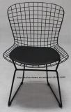 Dining Restaurant Kd Metal Bertoia PU Cushion Black Wire Chair