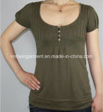 Women Knitted Round Neck Fashion Clothes with Buttons (11SS-122)