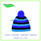 New Blue Striped Winter Beanie Knit Hat