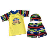 Kid's Short Sleeve Rash Guard with T-Shirt Pants Hood (HXR0063)