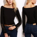 Fashion Women Leisure Casual Bandage off Shoulder Clothes Blouse