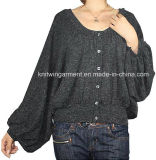 Ladies Knitted Long Sleeve Cardigan Sweater for Casual (12AW-163)