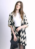 Women Fashion Wave Pattern Cotton Knitted Cardican Sweater Shawl (YKY2032)