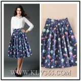 European Fashion Women's Spring Pleated Floral Printed Maxi Skirt