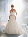 Cap Sleelve Lace Bridal Gown Satin Wedding Dress