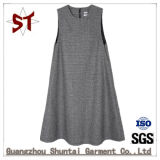 Ladies Sleeveless Round Neck Plaid Long Dress