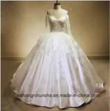 Long Sleeve Satin Lace Embroidery Floor-Length Custom Wedding Dress
