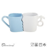 Glazing Color Couple Mug with Different Handle