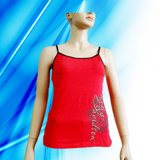 Cotton and Spandex Lady's Sexy Camisole with Discharge Print