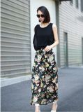 Wholesale Flower Printed Women Long Chiffon Skirt