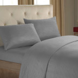 Home Hotel Supply Luxury Microfiber Satin Stripe Bedding Bed Sheet