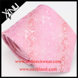 100% Handmade Silk Jacquard Woven Pink Tie for Men