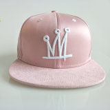 Pink 6 Panel Polyester Embroidery Snapback Cap