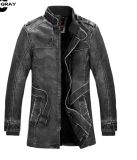 Men's Leather Jacket PU Upper for Winter with Zipper Sy-155